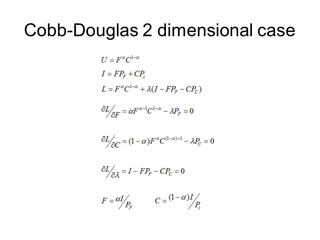 Cobb-Douglas 2 dimensional case